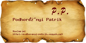 Podhorányi Patrik névjegykártya